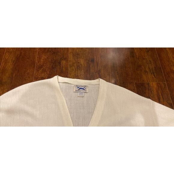 Vtg JC Penney Grandpa Core Button-Up Cardigan Ladies Yellow L Made in USA - Picture 2 of 6